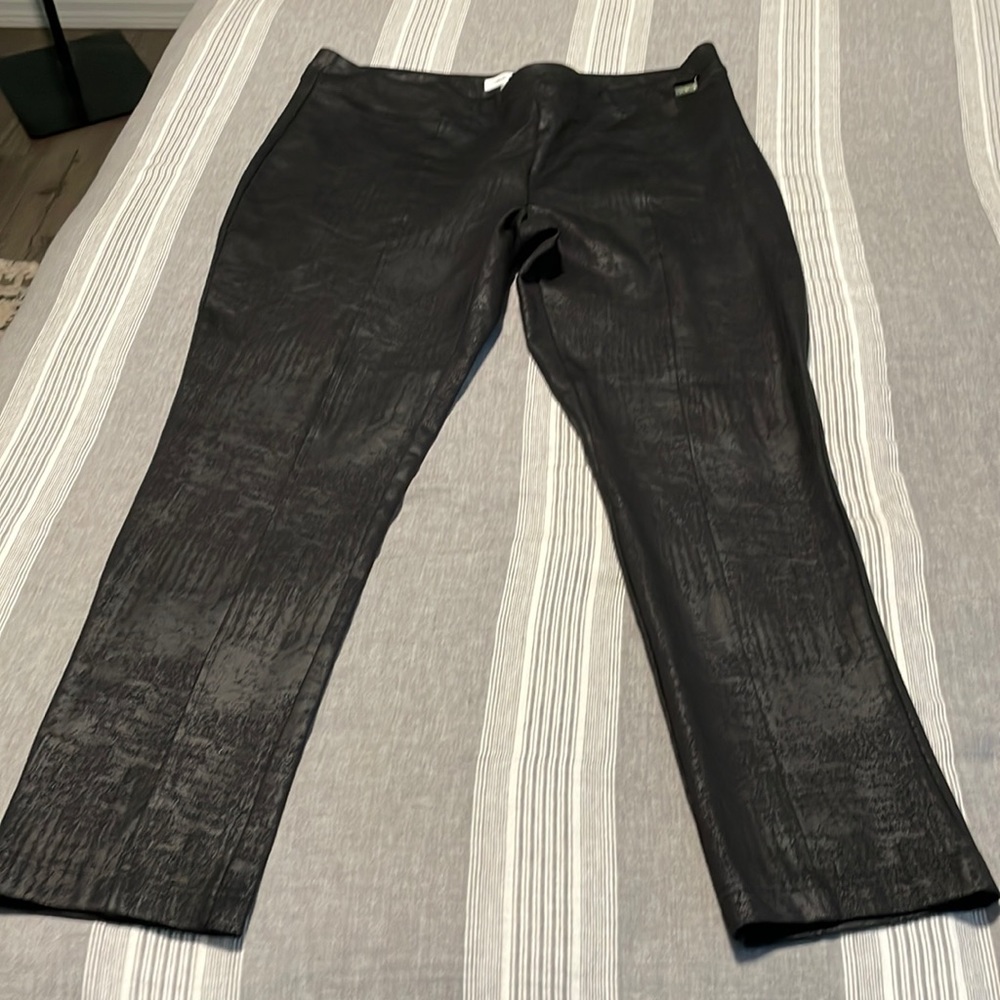 CK Calvin Klein Stretch Worn Leather Look Dressy Legging Pants XL